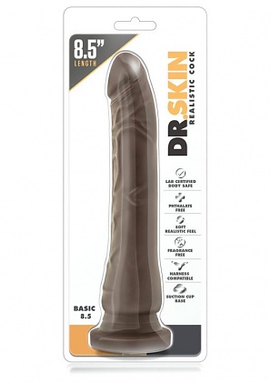 Dr. Skin Basic Non Vibrating Dildo With Suction Cup Chocolate 8.5 Inch