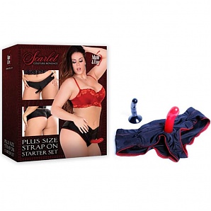 Scarlet Couture Bondage Strap On Starter Set Panty With Dildos Plus Size